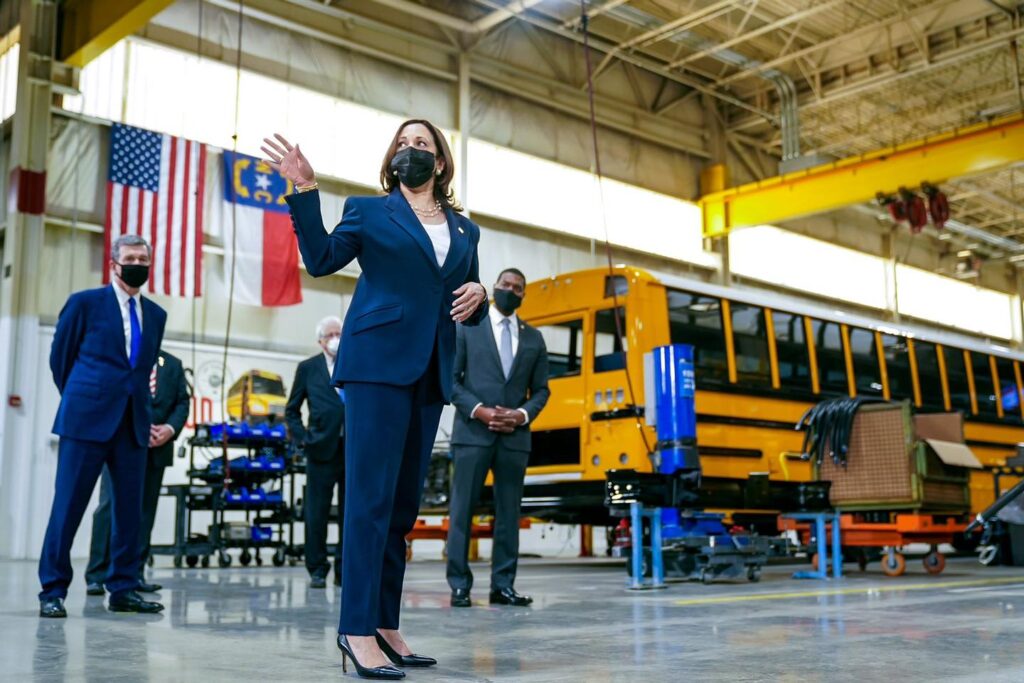 Thomas Built Buses Gets Visit from Vice President Harris During Earth Week